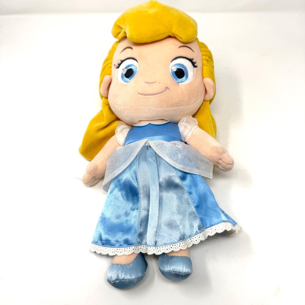 Disney Store Cinderella Plush Doll Blue Satin Dress Lace Trim 12 inch FAC-024868